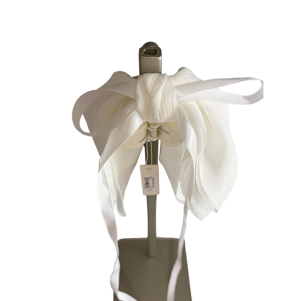 Francescas White Chiffon Satin Layered Bow Hair Claw Clip Bridal Coquette New